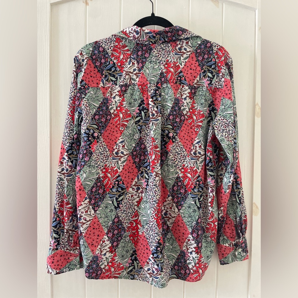 LOFT Women's Patchwork Floral Print Button Down T… - image 2